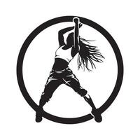 zumba kondition dansa silhuett logotyp design isolerat på vit bakgrund vektor