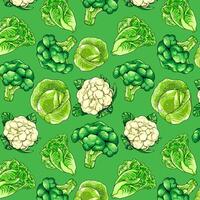 en sömlös mönster av grön och vit grönsaker vektor