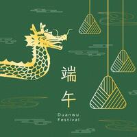 Chinesisch Drachen Boot Festival traditionell Reis Knödel .Text Übersetzen Drachen Boot Festival vektor