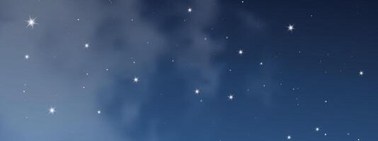 Nacht Himmel mit Wolken und viele Sterne vektor