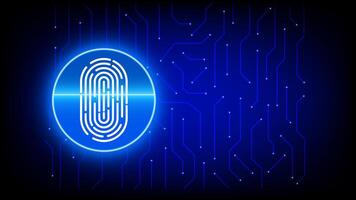 Fingerabdruck Sicherheit Konzept futuristisch Verbindung Netzwerk Sicherheit Kommunikation Information auf Cyber Technik Illustration Kopieren Raum zum Text vektor