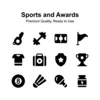 Sport und Auszeichnungen Prämie Qualität Symbole Pixel perfekt Grafik vektor