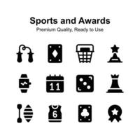Sport, Spiele und Auszeichnungen Symbole Satz, bereit zu verwenden Vektoren
