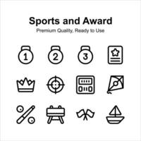 nehmen ein aussehen beim kreativ Symbole einstellen von Sport und Auszeichnungen vektor