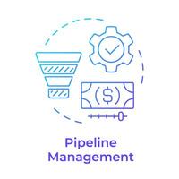 Pipeline Verwaltung Blau Gradient Konzept Symbol. Geschäft Intelligenz, Arbeitsablauf rationalisieren. runden gestalten Linie Illustration. abstrakt Idee. Grafik Design. einfach zu verwenden im Infografik, Präsentation vektor