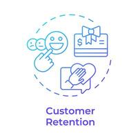 kund bibehållande blå lutning begrepp ikon. klient service, försäljning strategier. runda form linje illustration. abstrakt aning. grafisk design. lätt till använda sig av i infografik, presentation vektor