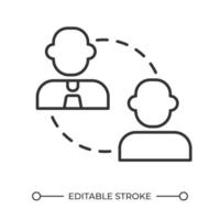 företag till konsument linjär ikon. digital handel. marknadsföring strategi. b2c företag modell. direkt marknadsföring. tunn linje illustration. kontur symbol. översikt teckning. redigerbar stroke vektor