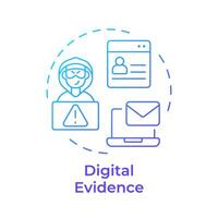 digital bevis blå lutning begrepp ikon. cyber kriminalteknik, elektronisk enheter. runda form linje illustration. abstrakt aning. grafisk design. lätt till använda sig av i infografik, presentation vektor