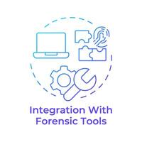 Integration mit forensisch Werkzeuge Blau Gradient Konzept Symbol. Digital Untersuchung. runden gestalten Linie Illustration. abstrakt Idee. Grafik Design. einfach zu verwenden im Infografik, Präsentation vektor