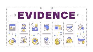 bevis ord begrepp isolerat på vit. Rättslig förfaranden, tillgång kontrollera. forensisk data analys. kreativ illustration baner omgiven förbi redigerbar linje färgrik ikoner vektor