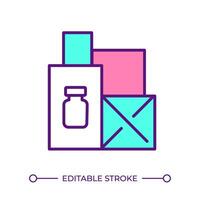 medicin behållare rgb Färg ikon. medicin förpackning, medicinsk lagring. farmaceutisk Produkter, läkemedel tillverkning. isolerat illustration. enkel fylld linje teckning. redigerbar stroke vektor