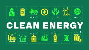 rena energi grön ord begrepp. energi väderkvarn, grön teknologi. natur bevarande. visuell kommunikation. konst med text text, redigerbar glyf ikoner vektor