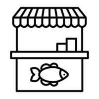 fiskmarknad linje ikon vektor