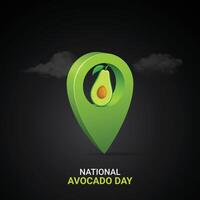 National Avocado Tag kreativ Anzeigen Design. Avocado Gemüse Symbol isoliert auf ein Grün Hintergrund. Avocado Tag Poster, Juli 31. wichtig Tag vektor