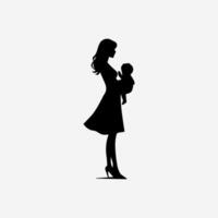 Silhouette von ein Mutter und Sohn auf Weiß Hintergrund vektor