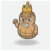 Erdnuss Maskottchen Charakter Karikatur mit wütend Ausdruck. zum Marke, Etikett, Verpackung und Produkt. vektor