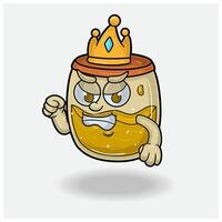Honig Maskottchen Charakter Karikatur mit wütend Ausdruck. zum Marke, Etikett, Verpackung und Produkt. vektor