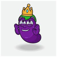 Aubergine Maskottchen Charakter Karikatur mit glücklich Ausdruck. zum Marke, Etikett, Verpackung und Produkt. vektor