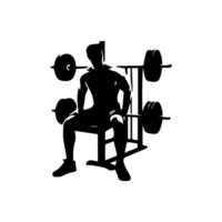 kraftfull man grafisk ikoner. mänsklig kropp tecken isolerat på vit bakgrund. bodybuilding och kondition symbol vektor