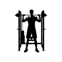 mächtig Mann Grafik Symbole. Mensch Körper Zeichen isoliert auf Weiß Hintergrund. Bodybuilding und Fitness Symbol vektor