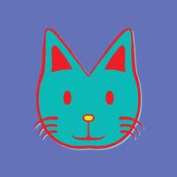 color katt tecknad serie hand dragen konst illustration vektor