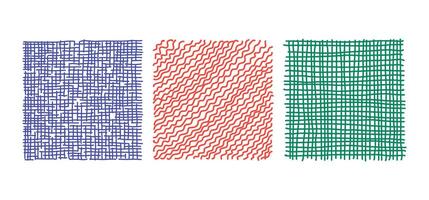 abstrakt bakgrund av böjd hand dragen rader. penna klottra uppsättning. övningar för grafik, stor och små vågor, cirklar. barnslig teckning. vågig rader. illustration. vektor