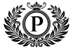 blad brev p logotyp ikon mall design vektor