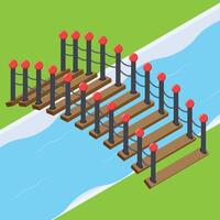 isometrisch Brücke Über Fluss vektor