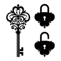 abstrakt alt Tür Schlüssel gestalten schwarz und Weiß Symbol vektor