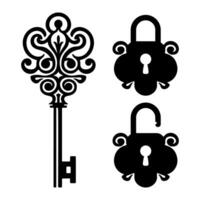 abstrakt alt Tür Schlüssel gestalten schwarz und Weiß Symbol vektor