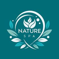 Logo Natur Spa, Ballett, entspannen, Yoga mit Blatt und Wasser zum Ihre Gemeinschaft vektor