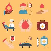 blod donation platt ikoner uppsättning illustration vektor