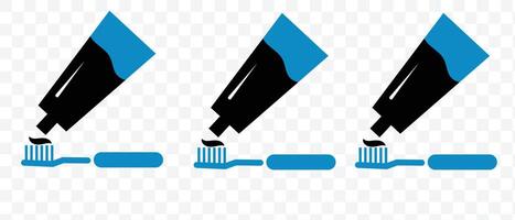 tandkräm ikon uppsättning som innehåller tandkräm, borsta, klistra, och fast ikon samling vektor