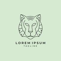 Tiger Kopf Logo Linie Kunst minimalistisch Design, Löwe Gesicht minimalistisch Logo vektor