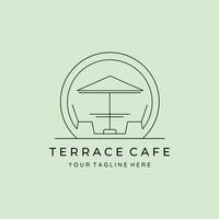 Terrasse Cafe Linie Kunst minimalistisch Logo Illustration Design vektor