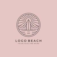 Ozean Surfen Logo Linie Kunst Illustration Design, Strand Logo Design vektor