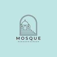 eben Moschee islamisch Center Design Linie Kunst Illustration Logo vektor