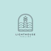 Linie Kunst Leuchtturm Logo Illustration Design, minimalistisch Leuchtturm Logo vektor