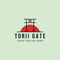 torii Tor Logo japanisch Kultur Symbol minimal Illustration Design vektor