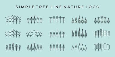 enkel träd linje natur logotyp illustration design konst minimal halvnot skog enkel ikon symbol vektor