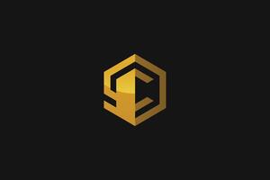 c brev guld varumärke varumärke logotyp vektor