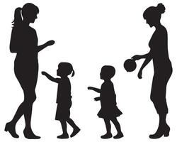 Mama und Sohn, Mutter und Sohn schwarz Silhouette vektor