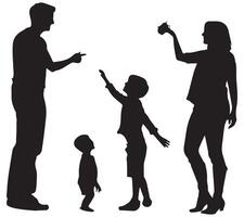 Silhouette von Familie auf Weiß Hintergrund. Symbol von Mutter, Vater, Sohn, Tochter vektor