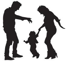 Silhouette von Mutter und Vater mit ihr Kinder auf Weiß Hintergrund vektor