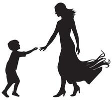 Mama und Kind schwarz Silhouette vektor