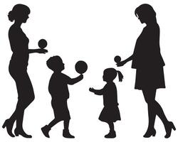 uppsättning av silhuetter av kvinnor med barn, mors dag begrepp vektor