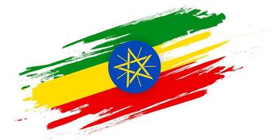 flagga av etiopien i borsta måla stil med grunge begrepp vektor