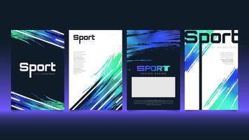 sporter affisch eller omslag mall design med färgrik borsta lutning och halvton effekt. sporter bakgrund med grunge begrepp vektor