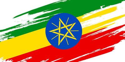 flagga av etiopien i borsta måla stil med grunge begrepp vektor