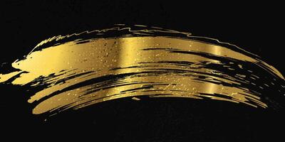 Luxus Gold Grunge Bürste Schlaganfall mit Textur bewirken isoliert auf schwarz Hintergrund. Bürste Schlaganfall Illustration zum Banner, Poster, oder Sport. kratzen und Textur Elemente zum Design vektor